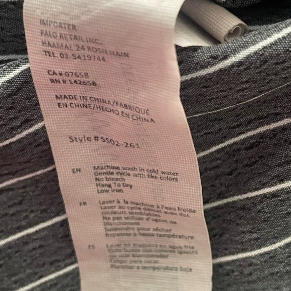 Chic Black Striped Button-Up Shirt with side draw strings - Picture 8 of 8